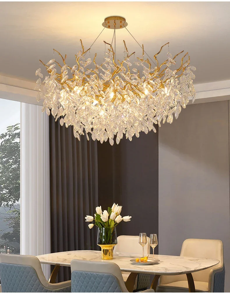 Luxury Gold Crystal LED Chandeliers Living Dining Room Luxury Gold Crystal LED Chandeliers Living Dining Room