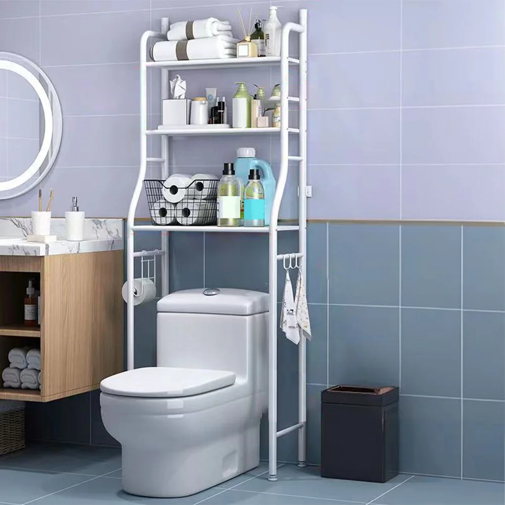 Metal Over Toilet Organizer Rack With Removable Towel Hooks Metal Over Toilet Organizer Rack With Removable Towel Hooks
