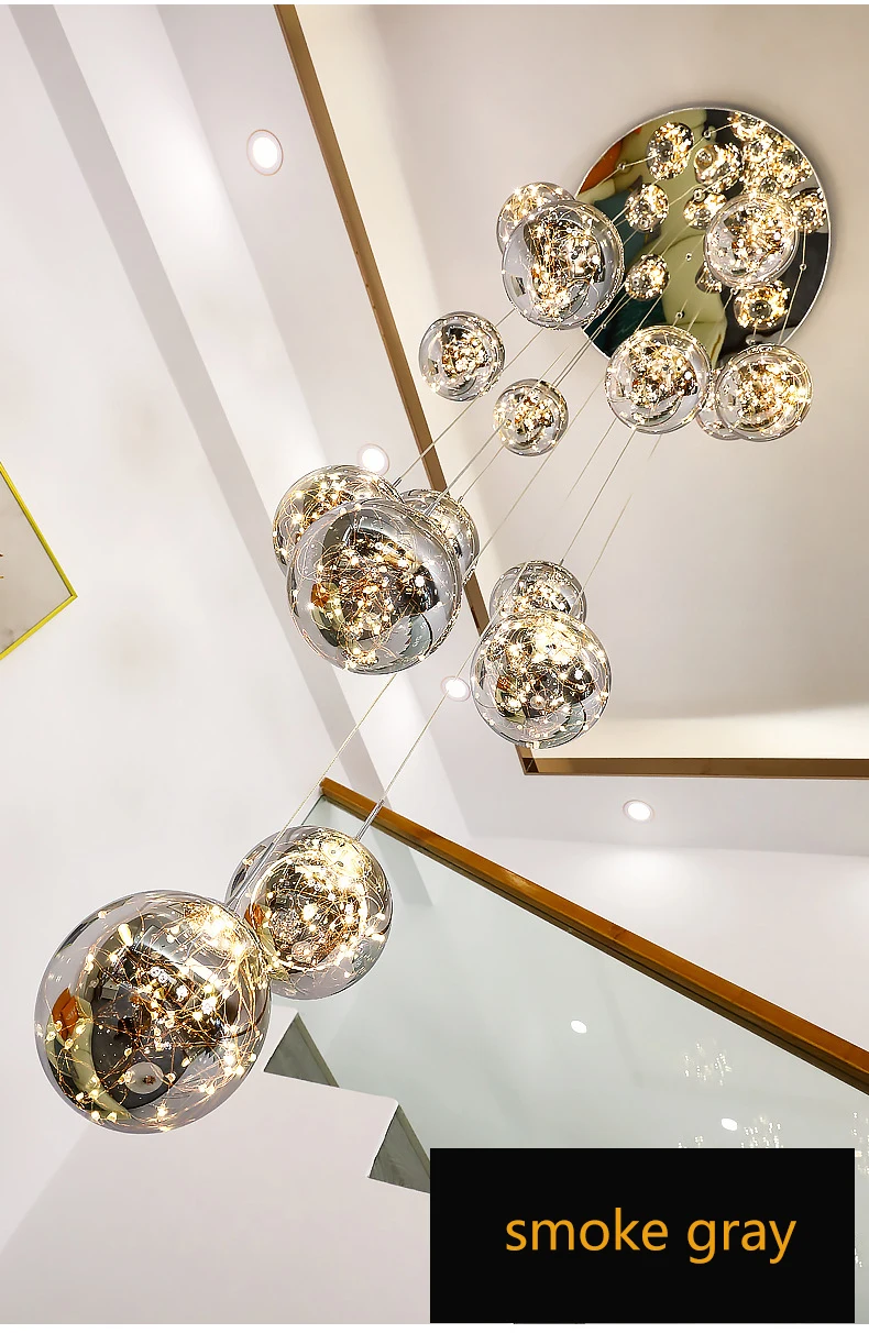 Modern LED Glass Ball Dimmable Chandelier Staircase Lustre Living Room Chandelier Lustre Home Decoration Ceiling Chandelier Modern LED Glass Ball Dimmable Chandelier Staircase Lustre Living Room Chandelier Lustre Home Decoration Ceiling Chandelier