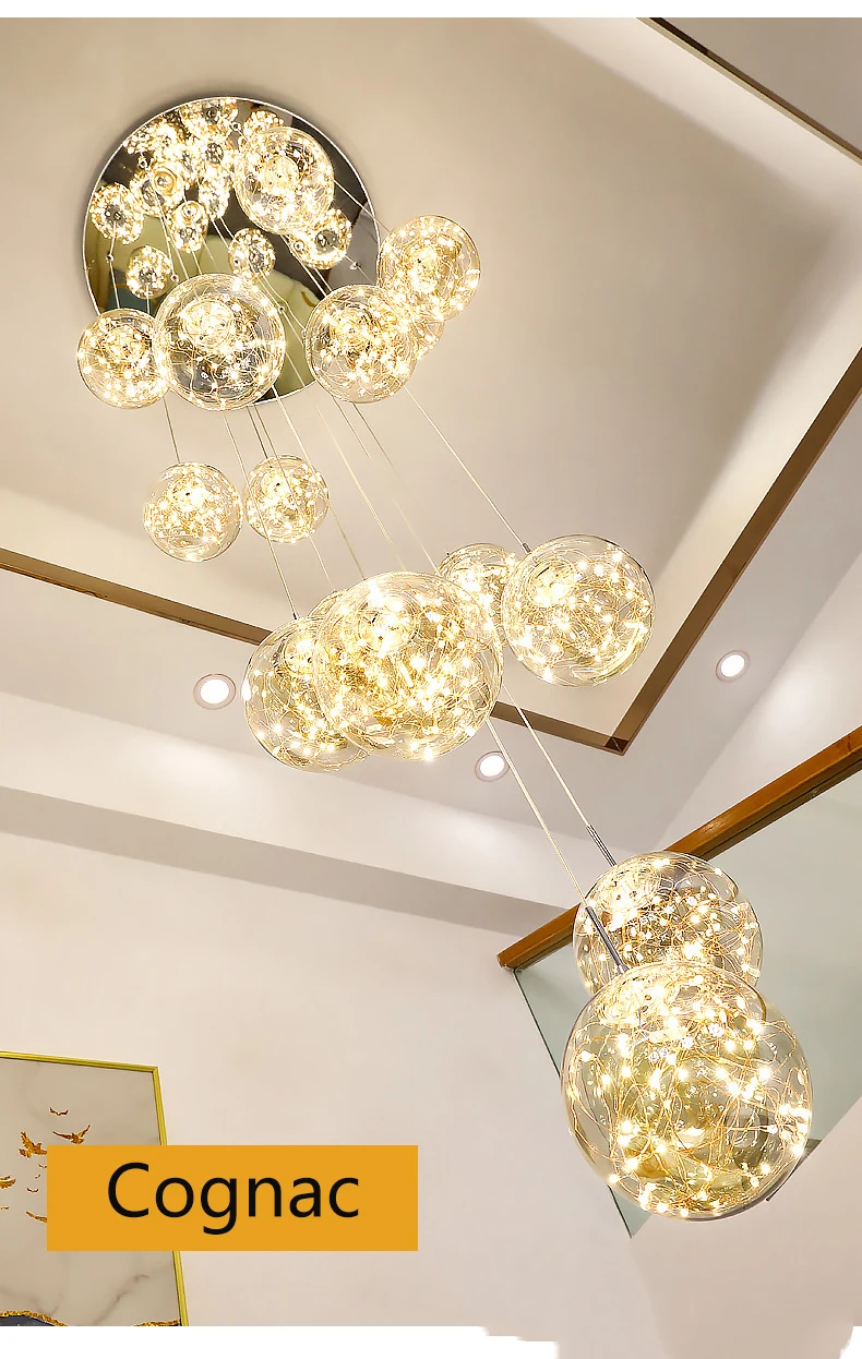 Modern LED Glass Ball Dimmable Chandelier Staircase Lustre Living Room Chandelier Lustre Home Decoration Ceiling Chandelier Modern LED Glass Ball Dimmable Chandelier Staircase Lustre Living Room Chandelier Lustre Home Decoration Ceiling Chandelier