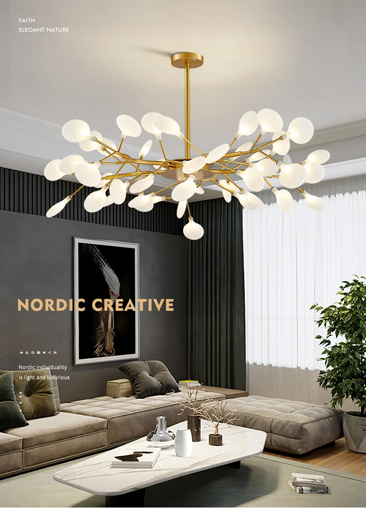 Modern Nordic gorgeous LED chandelier ceiling lamp for living room