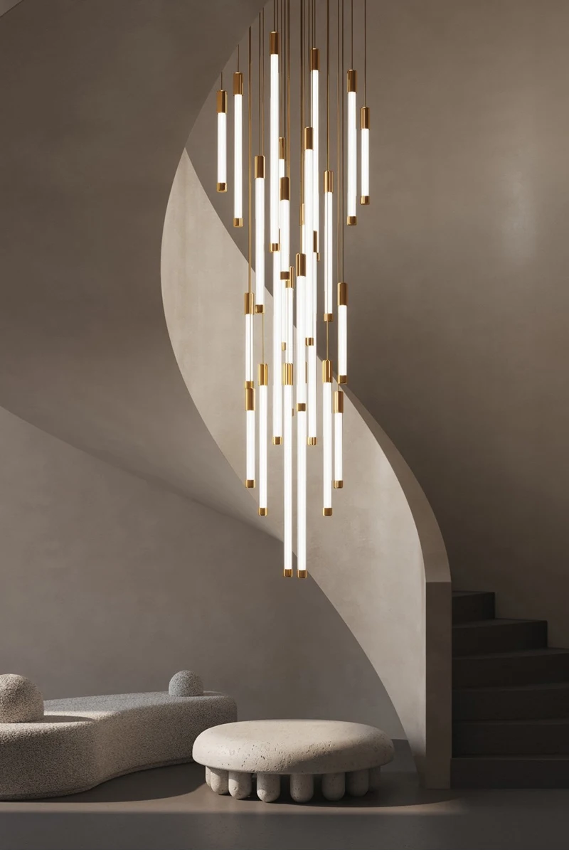 Modern Staircase LED Chandeliers Luxury Living Room