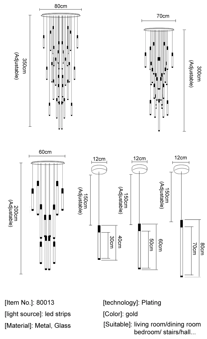Modern Staircase LED Chandeliers Luxury Living Room