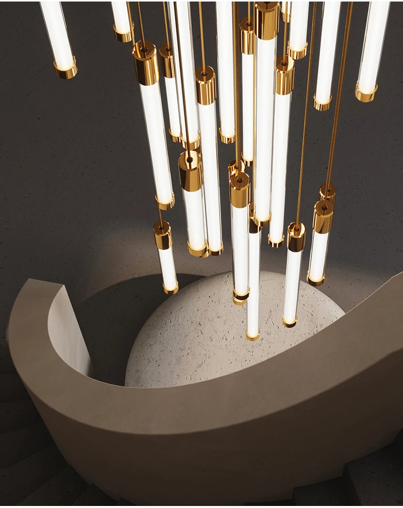 Modern Staircase LED Chandeliers Luxury Living Room