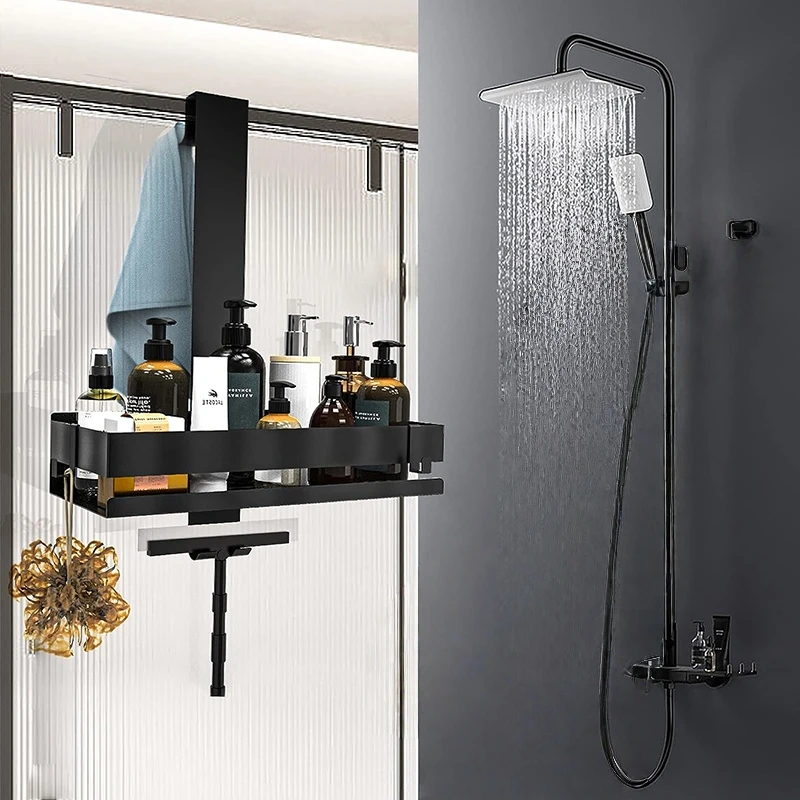 Movable Bathroom Shelves No Drill Shelf BATHROOM SHELVES Color : Single black|Double brushed|Single shelf|Single brushed|Double black Movable Bathroom Shelves No Drill Shelf BATHROOM SHELVES Color : Single black|Double brushed|Single shelf|Single brushed|Double black