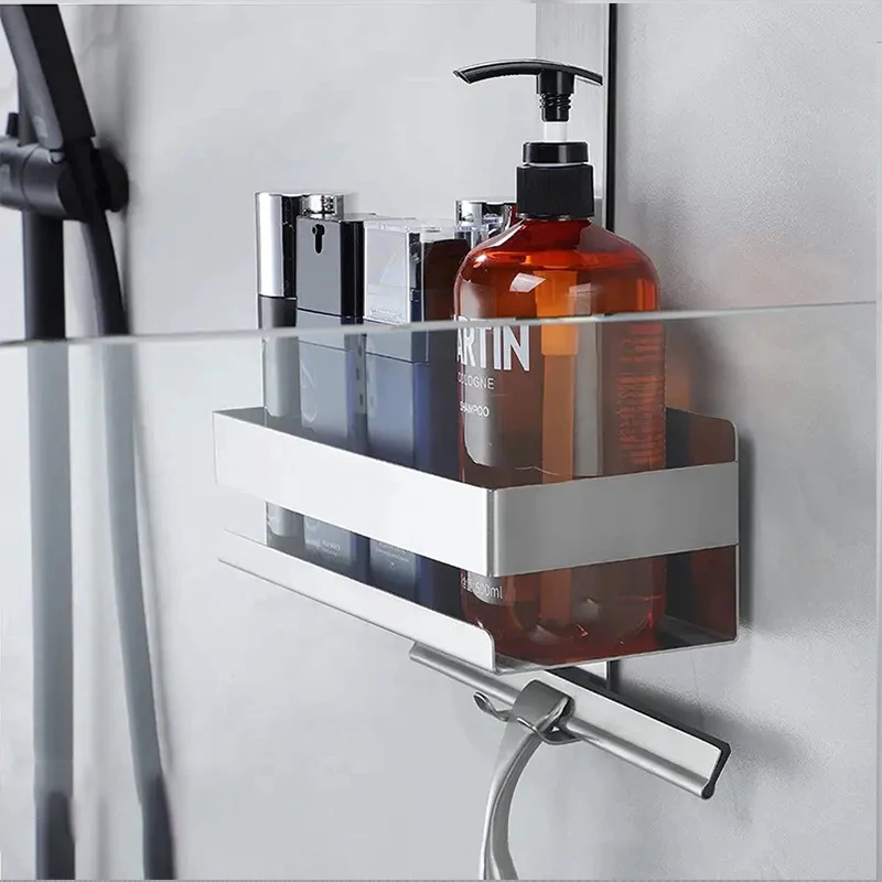 Movable Bathroom Shelves No Drill Shelf BATHROOM SHELVES Color : Single black|Double brushed|Single shelf|Single brushed|Double black Movable Bathroom Shelves No Drill Shelf BATHROOM SHELVES Color : Single black|Double brushed|Single shelf|Single brushed|Double black