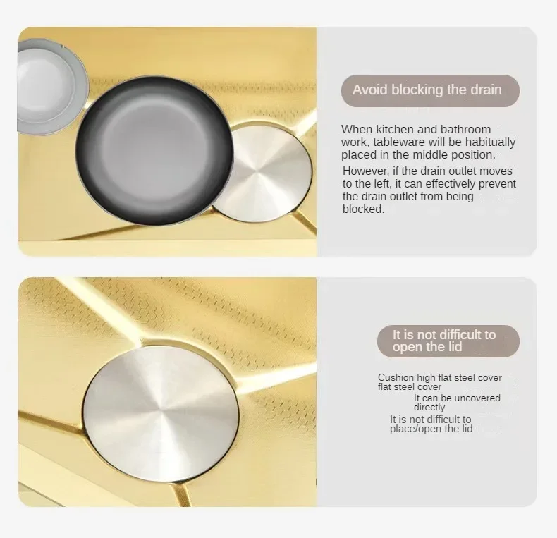 Multi-size gold kitchen sink set