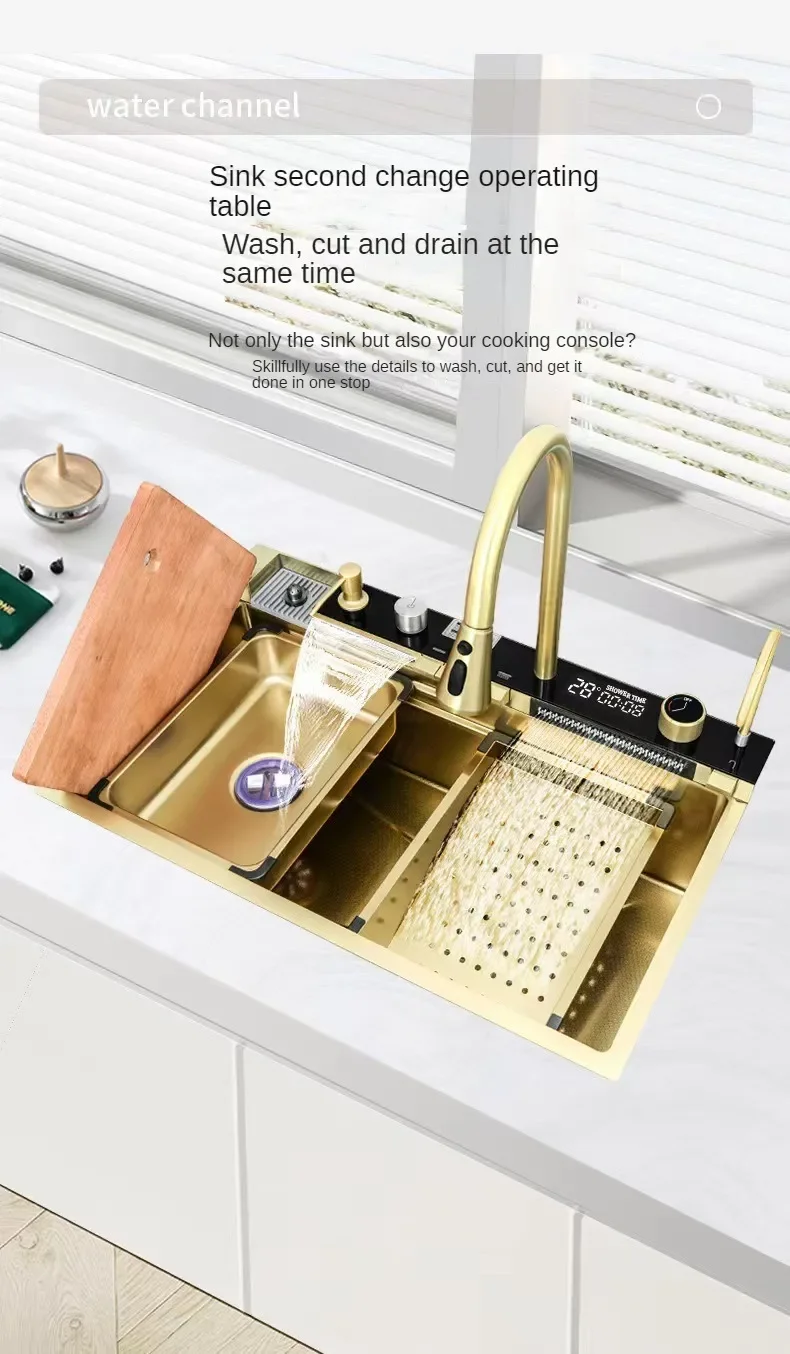 Multi-size gold kitchen sink set