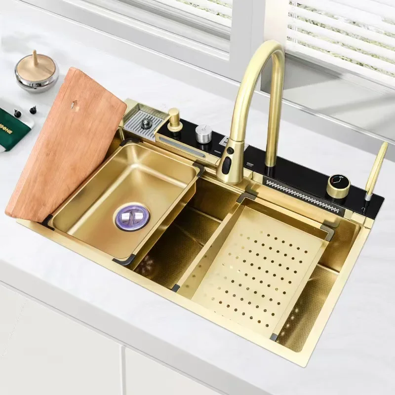 Multi-size gold kitchen sink set