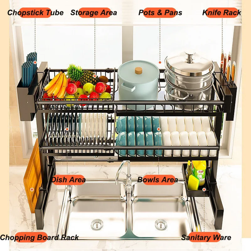 Multifunctional Dish Knife Spoon Sink Rack Set Organizer Kitchen