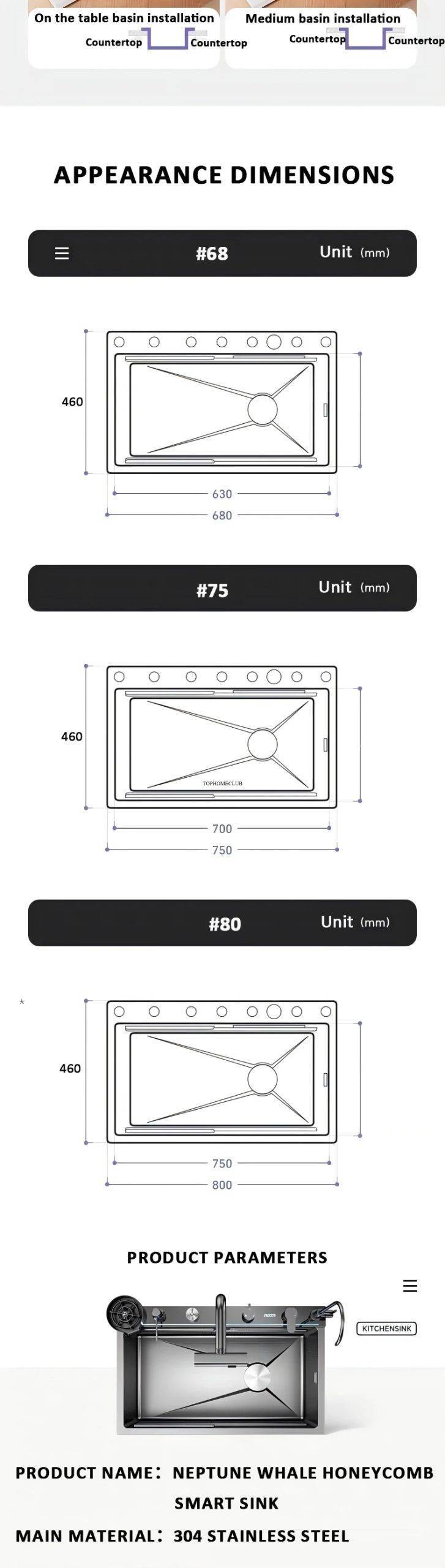 Neptune Whale Honeycomb Smart Sink