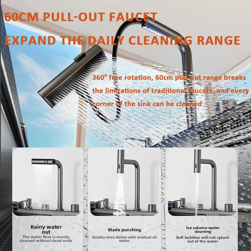 Neptune Whale Honeycomb Smart Sink KITCHEN & DINNING Color : Size 68x46cm|Size 75x46cm|Size 80x46cm Neptune Whale Honeycomb Smart Sink KITCHEN & DINNING Color : Size 68x46cm|Size 75x46cm|Size 80x46cm