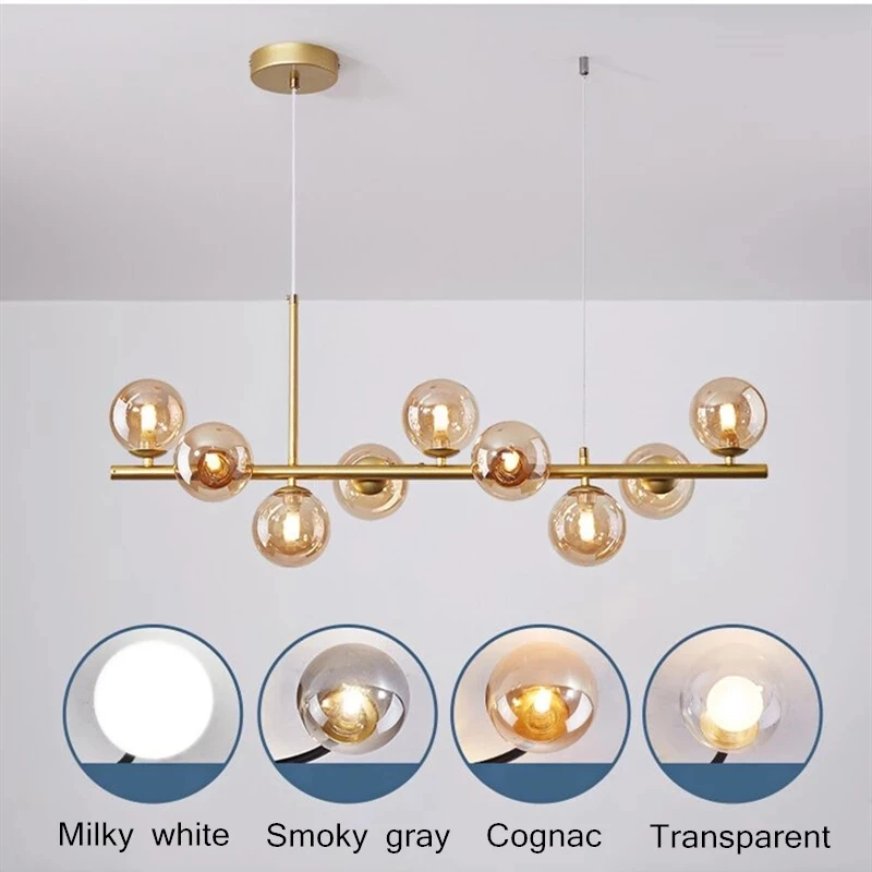 Nordic Modern LED Pendant Gold Light Glass Ball 11 Heads Hanging Lamp LIGHTING Body Color : 9 Lights-L83xH124cm|7 Lights-L65xH124cm|11Lights-L100xH124cm Nordic Modern LED Pendant Gold Light Glass Ball 11 Heads Hanging Lamp LIGHTING Body Color : 9 Lights-L83xH124cm|7 Lights-L65xH124cm|11Lights-L100xH124cm