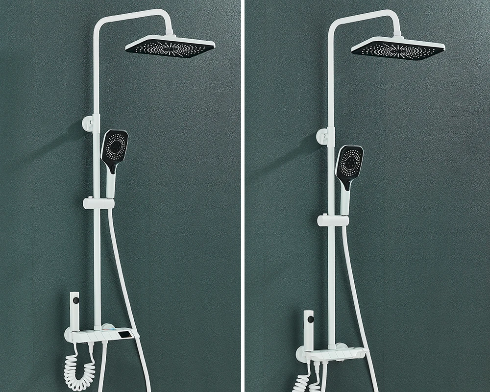 Piano Style Rainlfall Bathroom System Grey Digital Mixer Tap Bidet Shower