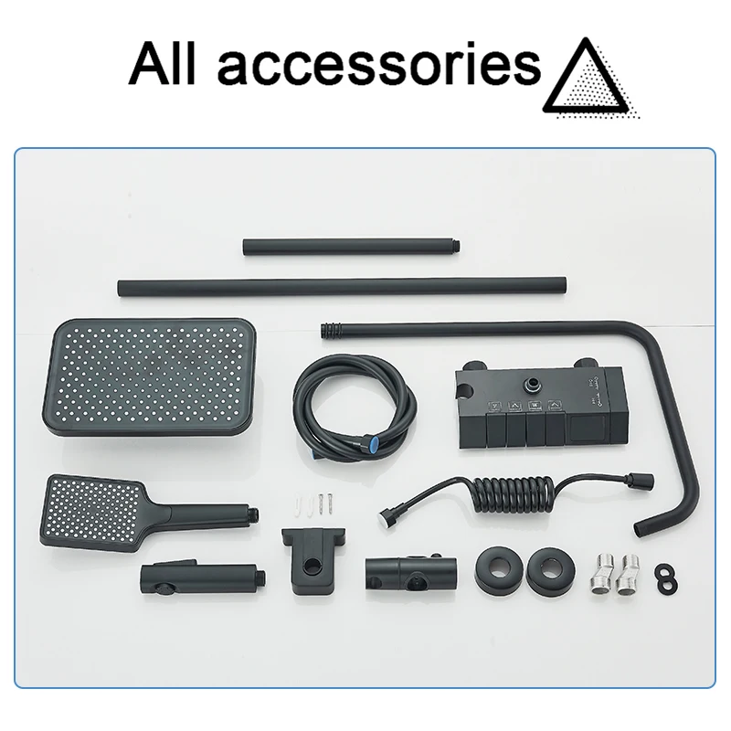 Piano Style Rainlfall Bathroom System Grey Digital Mixer Tap Bidet Shower