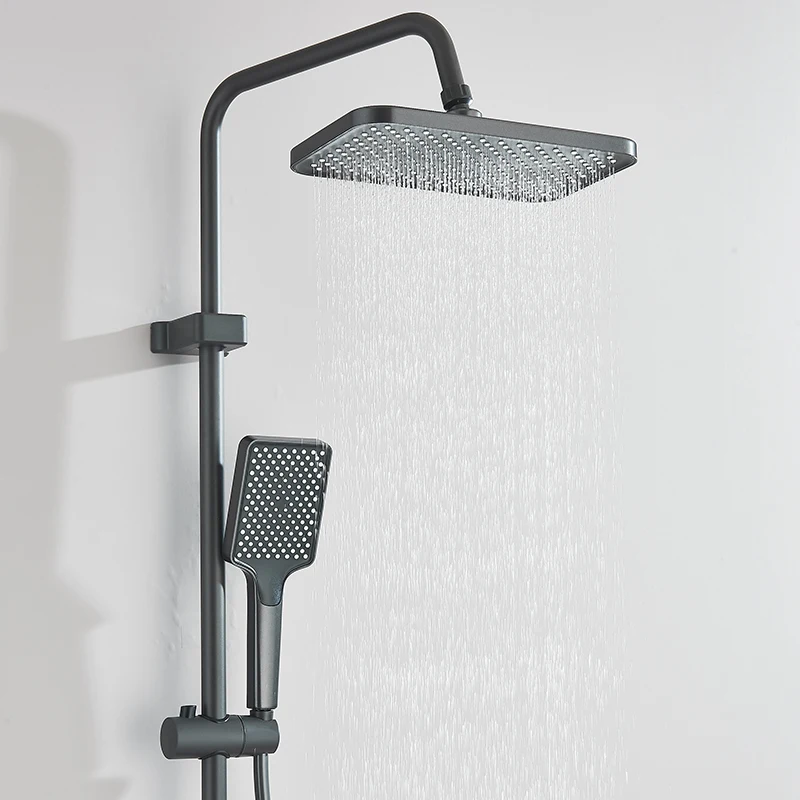 Piano Style Rainlfall Bathroom System Grey Digital Mixer Tap Bidet Shower