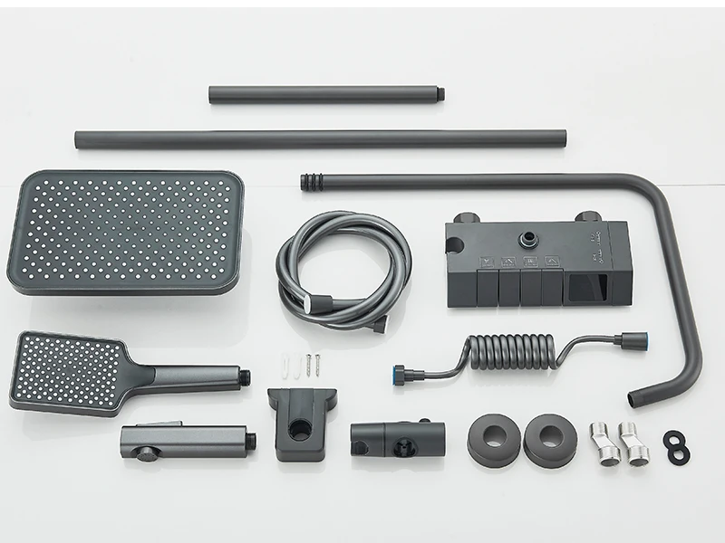 Piano Style Rainlfall Bathroom System Grey Digital Mixer Tap Bidet Shower