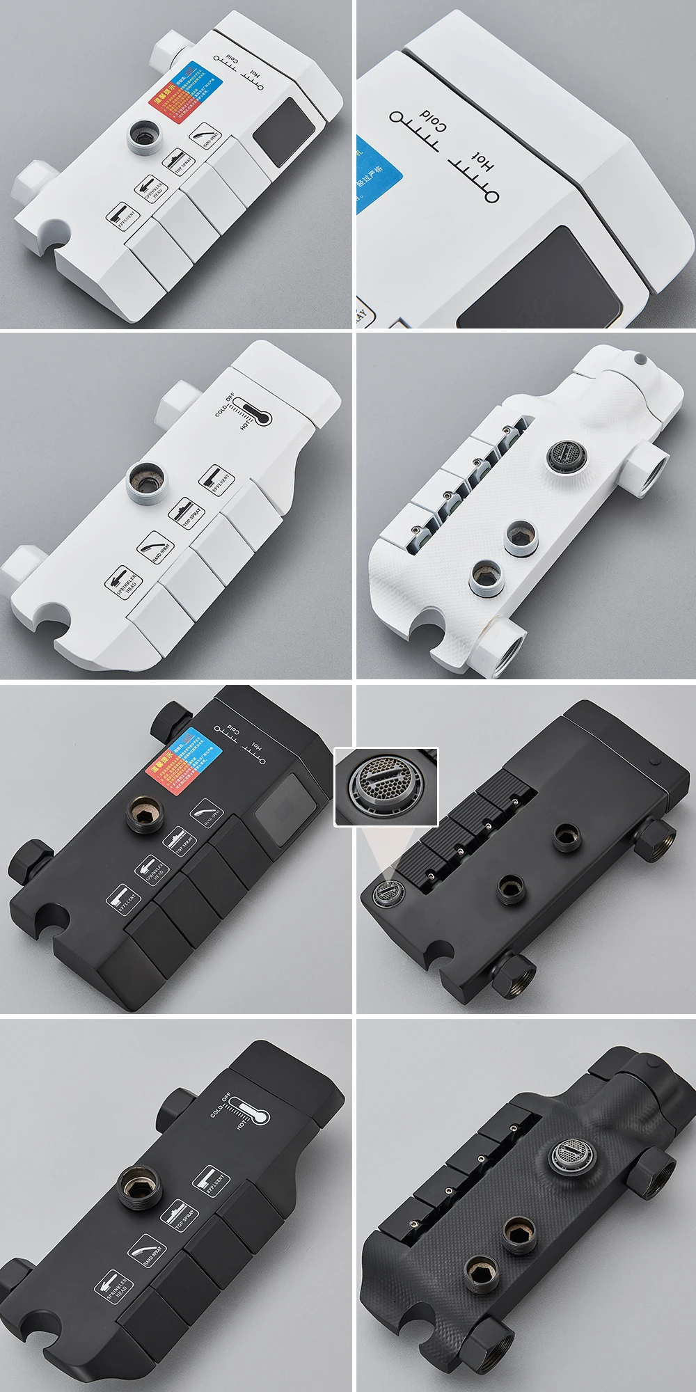 Piano Style Rainlfall Bathroom System Grey Digital Mixer Tap Bidet Shower