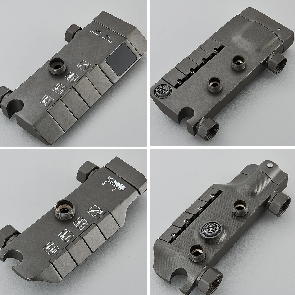 Piano Style Rainlfall Bathroom System Grey Digital Mixer Tap Bidet Shower