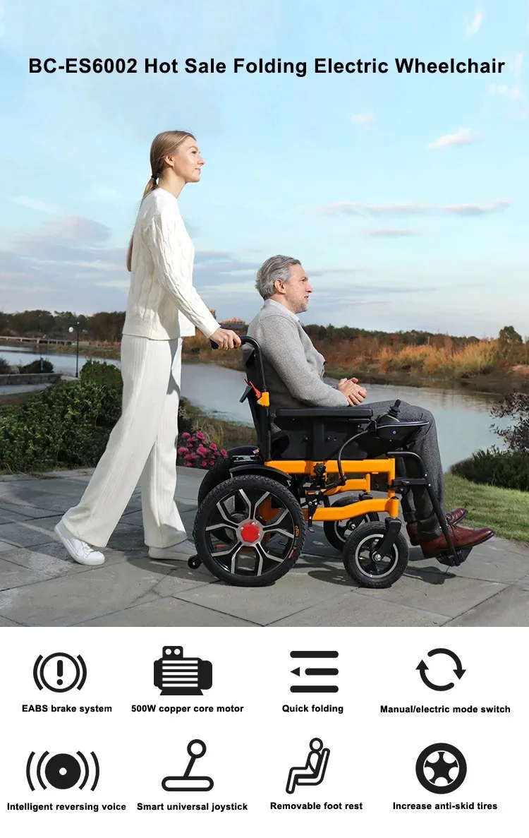 Popular Folding Portable Steel Electric Wheelchair