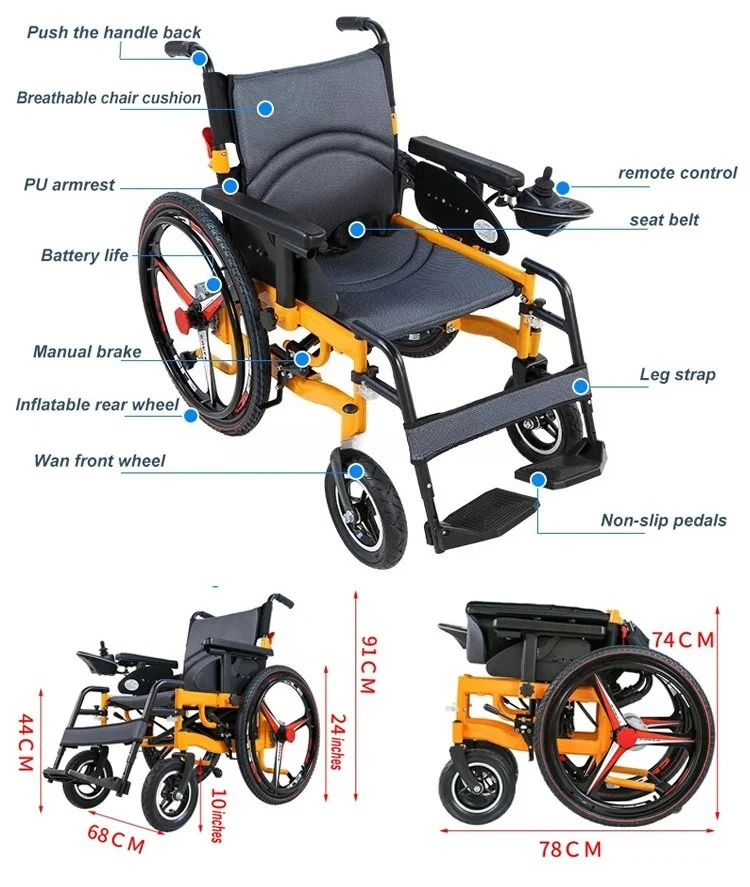 Popular Folding Portable Steel Electric Wheelchair