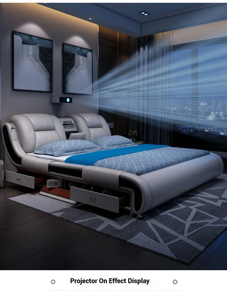 Queen Luxury Modern Double Bed Storage