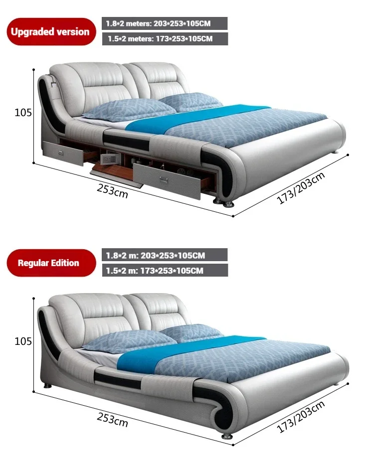 Queen Luxury Modern Double Bed Storage