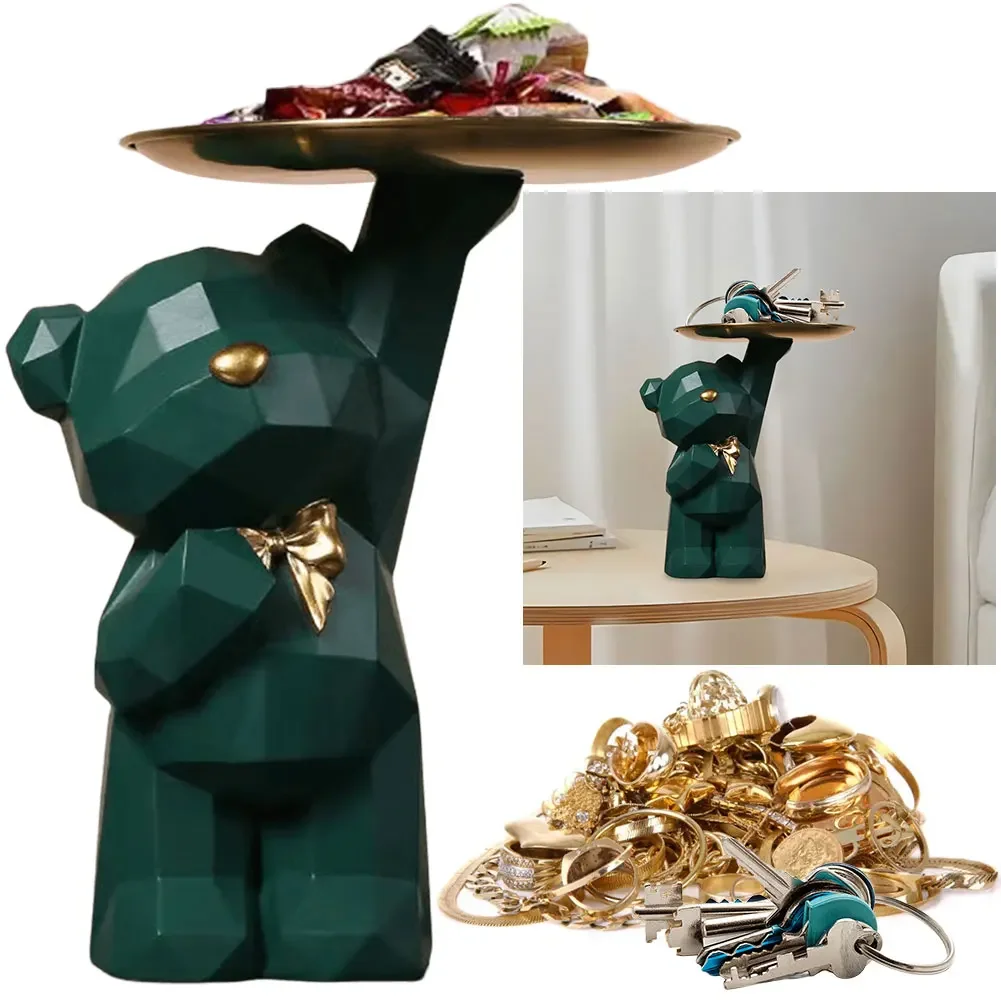 Resin Storage Box Crafts Geometric Bear Resin Desk Decoration