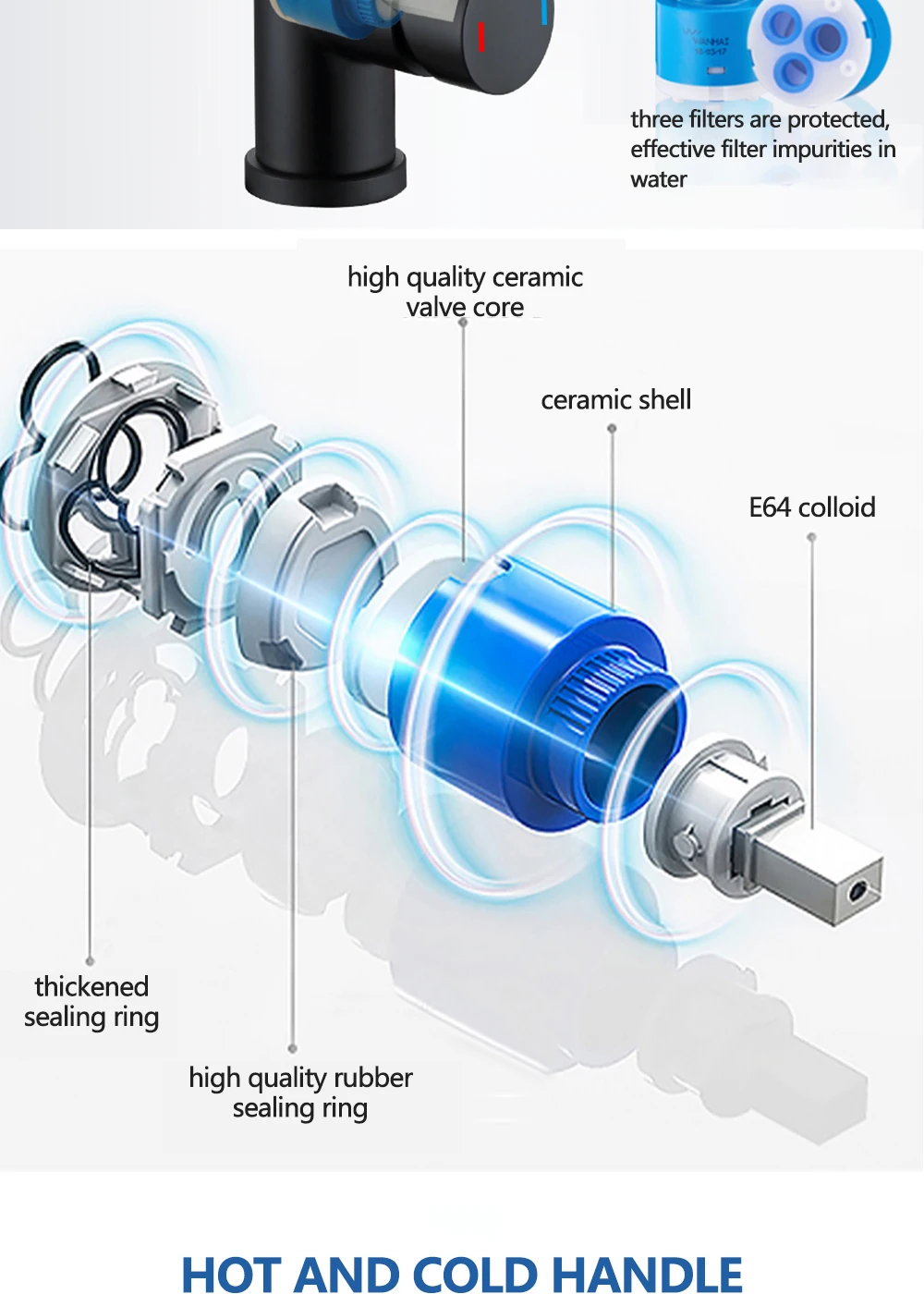 Sensor Stainless Steel Black Smart Induction Mixed Tap Touch Control Sink Tap