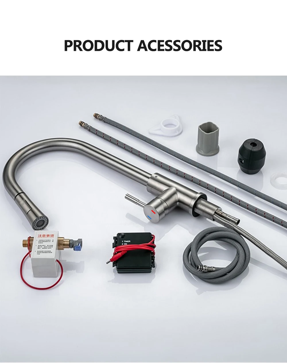 Sensor Stainless Steel Black Smart Induction Mixed Tap Touch Control Sink Tap