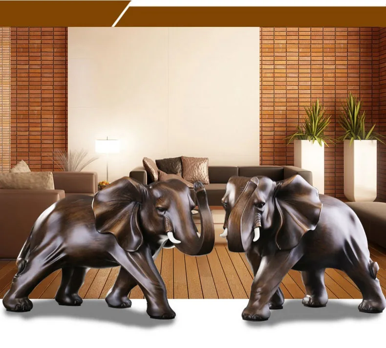 Simulated Animal Sculpture Imitation Wood Elephant Statue