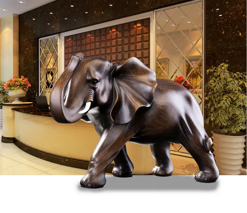 Simulated Animal Sculpture Imitation Wood Elephant Statue