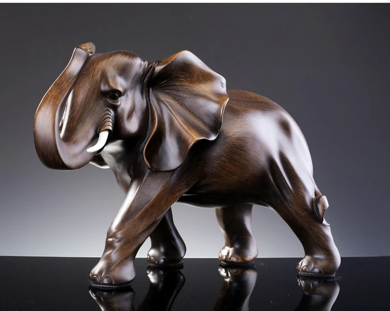Simulated Animal Sculpture Imitation Wood Elephant Statue