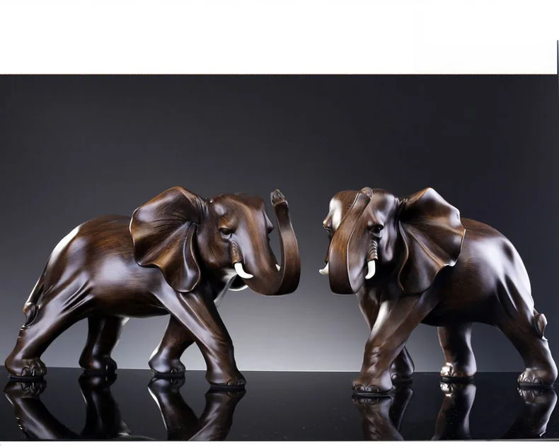 Simulated Animal Sculpture Imitation Wood Elephant Statue