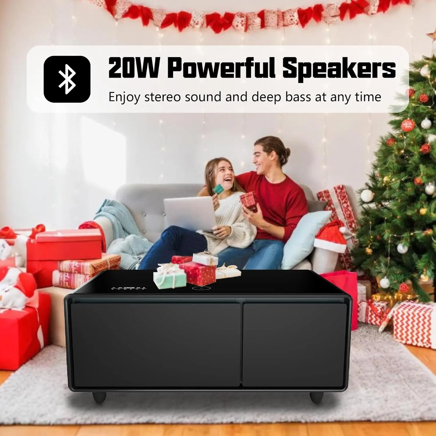 Smart Coffee Table with Built-in Fridge 15W Wireless Charging MODERN FURNITURES Color : LT90-Black Smart Coffee Table with Built-in Fridge 15W Wireless Charging MODERN FURNITURES Color : LT90-Black