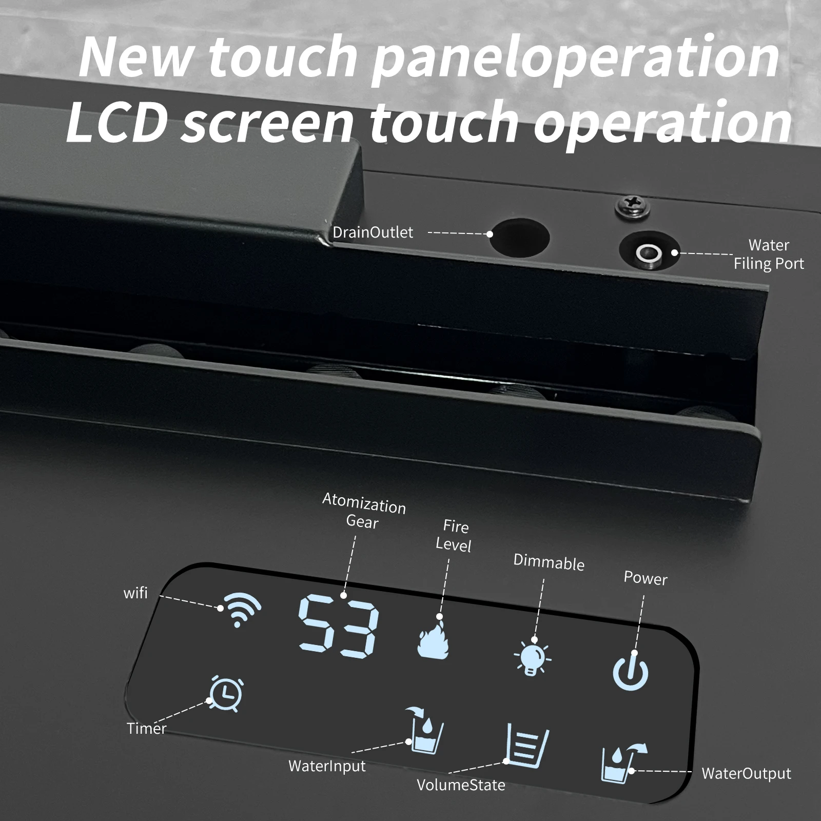 Smart Home 3D Fireplace Water Steam Humidifier LED Decorative