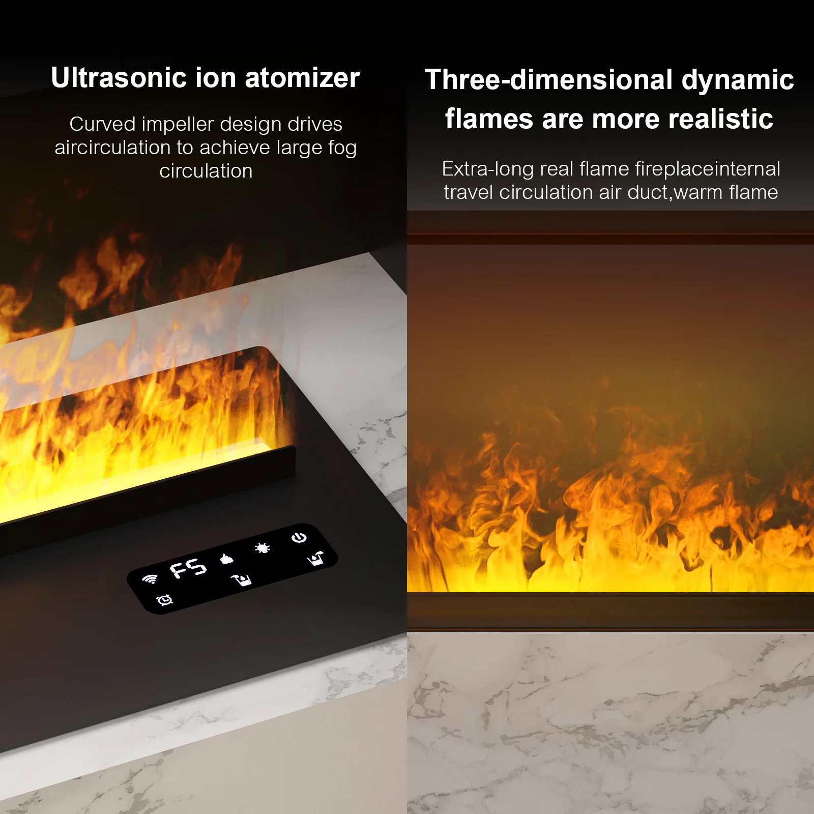 Smart Home 3D Fireplace Water Steam Humidifier LED Decorative