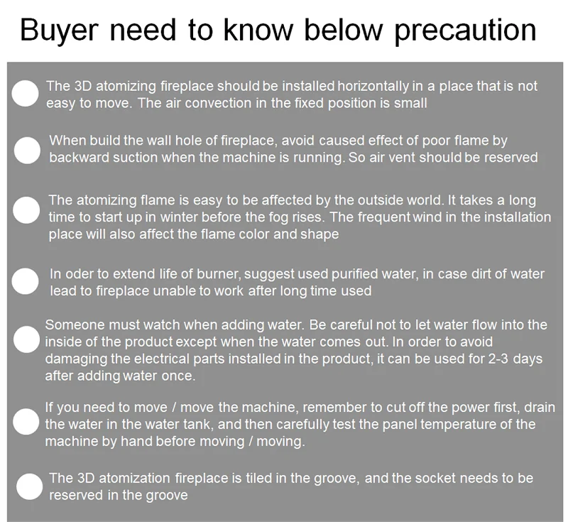 Smart Home 3D Fireplace Water Steam Humidifier LED Decorative