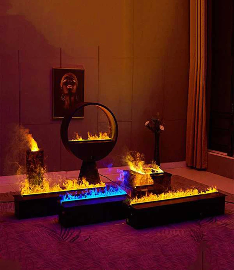 Smart Home 3D Fireplace Water Steam Humidifier LED Decorative