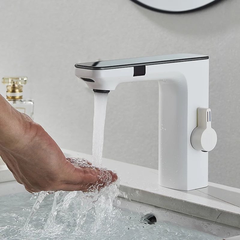 Smart Sensor LED Faucet Bathroom Basin Infrared Faucet Kitchen Sink Mixer Tap Hot and Cold Vanity Touchless Tap Digital Display