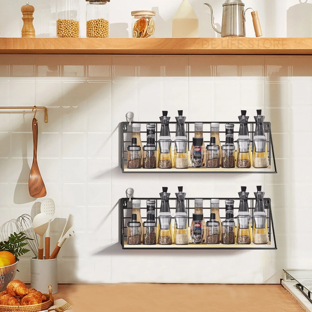Spice Rack For Kitchen Hanging Wooden Spice Jar Storage KITCHEN & DINNING Color : Black S|Black M|Black L|White S|White M|White L Spice Rack For Kitchen Hanging Wooden Spice Jar Storage KITCHEN & DINNING Color : Black S|Black M|Black L|White S|White M|White L