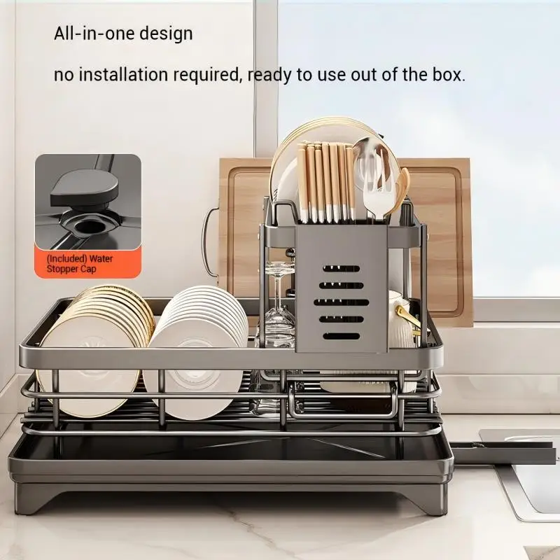 Stainless Steel Dish Drying Rack Color : White single rack|Black suit|Black single rack|White suit Stainless Steel Dish Drying Rack Color : White single rack|Black suit|Black single rack|White suit