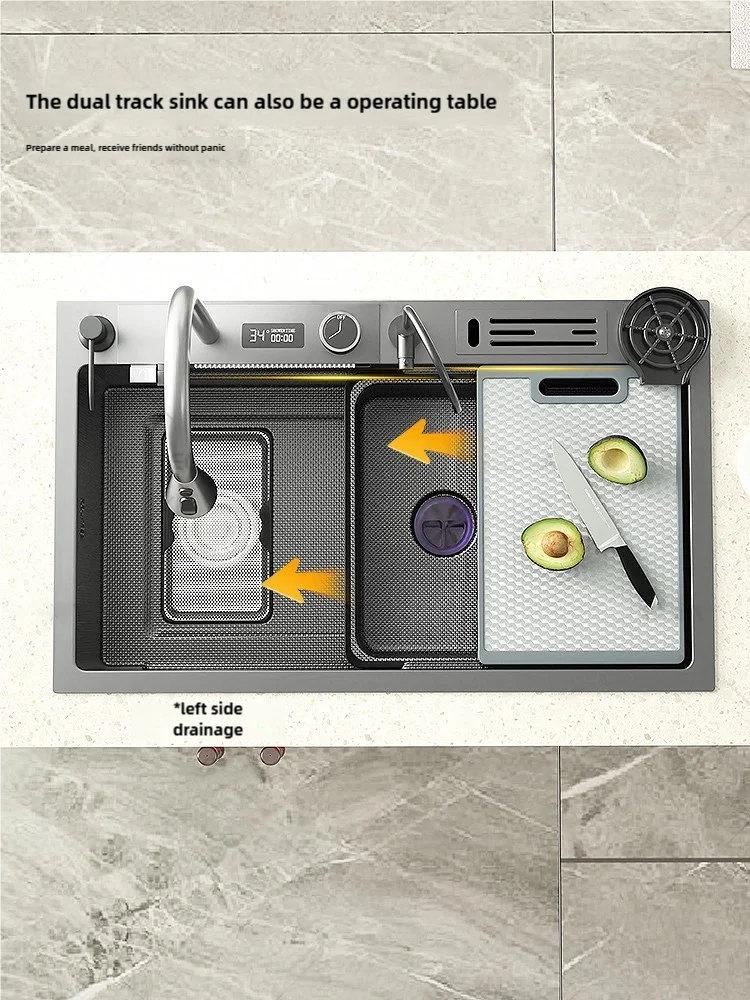 Stainless Steel Kitchen Sink Multifunctional Smart Digital Display Screen