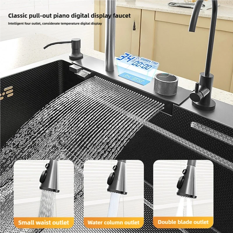 Stainless Steel Kitchen Sink Multifunctional Smart Digital Display Screen Color : 6845CM-FH-D|6845CM-FH-D2|6845CM-FH-T2|7545CM-MN-D|7545CM-MN-D2|7545CM-MN-T2|8045CM-MN-D|8045CM-MN-D2|8045CM-MN-T2 Stainless Steel Kitchen Sink Multifunctional Smart Digital Display Screen Color : 6845CM-FH-D|6845CM-FH-D2|6845CM-FH-T2|7545CM-MN-D|7545CM-MN-D2|7545CM-MN-T2|8045CM-MN-D|8045CM-MN-D2|8045CM-MN-T2