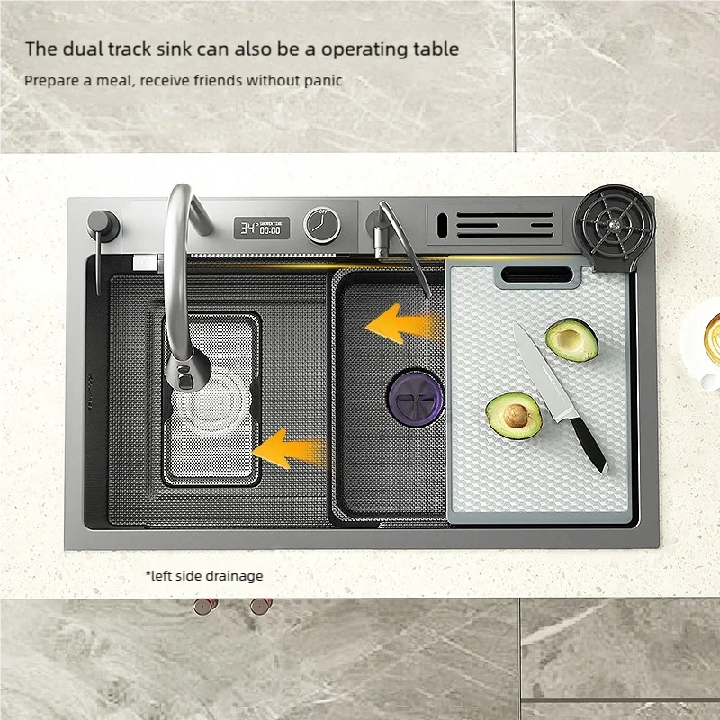 Stainless Steel Kitchen Sink Multifunctional Smart Digital Display Screen Color : 6845CM-FH-D|6845CM-FH-D2|6845CM-FH-T2|7545CM-MN-D|7545CM-MN-D2|7545CM-MN-T2|8045CM-MN-D|8045CM-MN-D2|8045CM-MN-T2 Stainless Steel Kitchen Sink Multifunctional Smart Digital Display Screen Color : 6845CM-FH-D|6845CM-FH-D2|6845CM-FH-T2|7545CM-MN-D|7545CM-MN-D2|7545CM-MN-T2|8045CM-MN-D|8045CM-MN-D2|8045CM-MN-T2