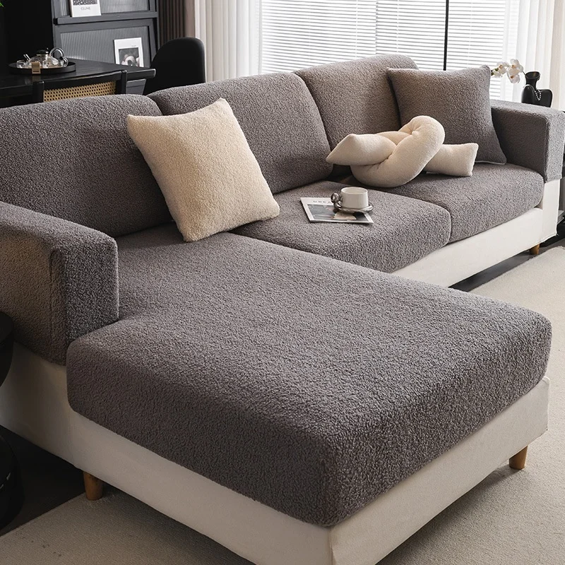 Teddy Fleece Sofa Cover Waterproof Universal Slipcover LINENS & BEDDING Color : Beige|Coffee|Black|Grey Teddy Fleece Sofa Cover Waterproof Universal Slipcover LINENS & BEDDING Color : Beige|Coffee|Black|Grey