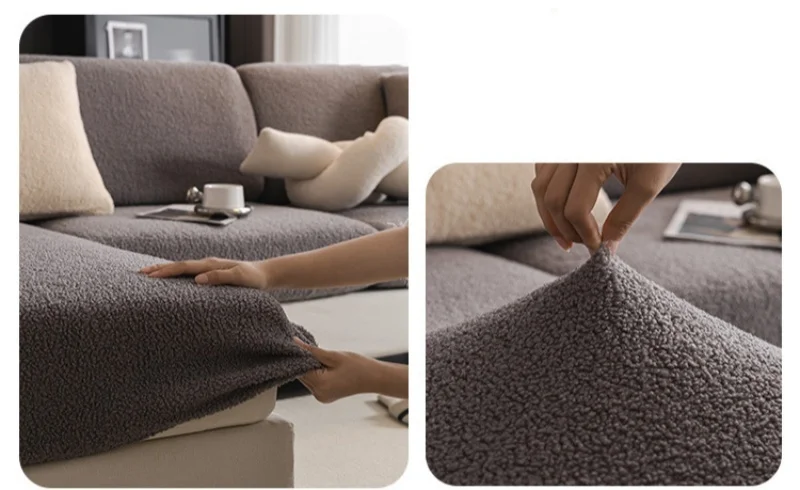 Teddy Fleece Sofa Cover Waterproof Universal Slipcover