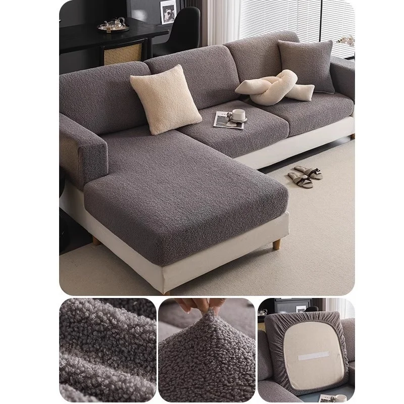 Teddy Fleece Sofa Cover Waterproof Universal Slipcover