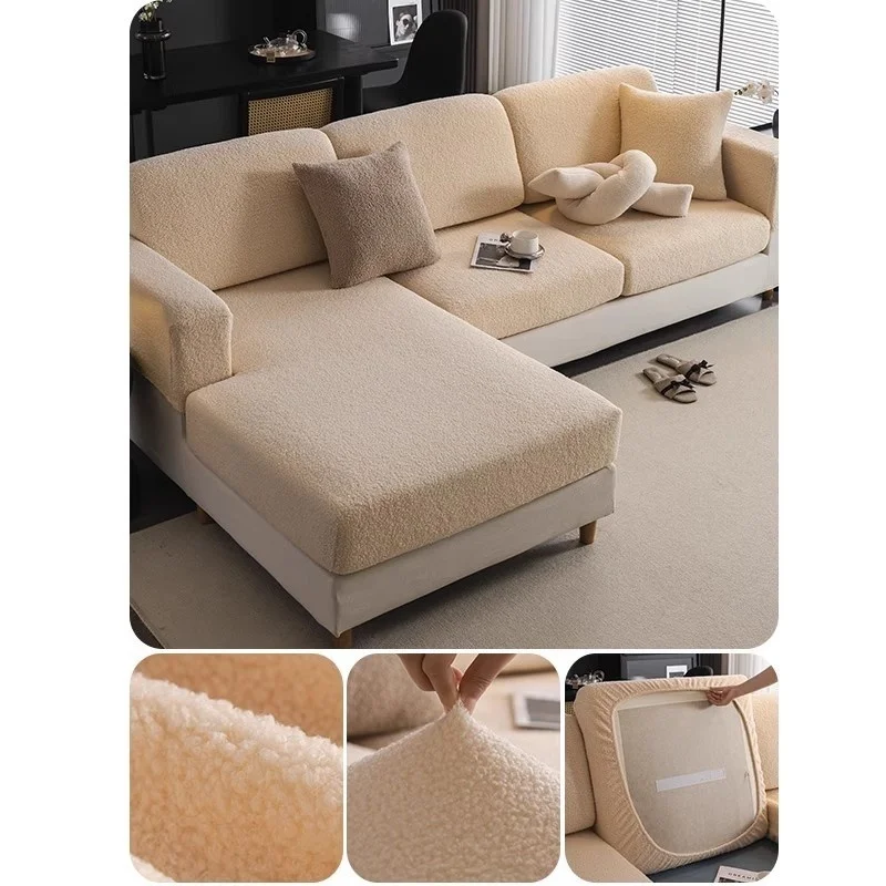Teddy Fleece Sofa Cover Waterproof Universal Slipcover