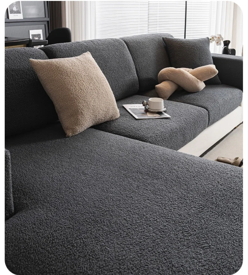 Teddy Fleece Sofa Cover Waterproof Universal Slipcover